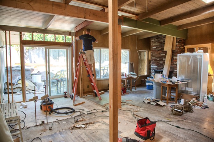The wall is down and the patio door is moved.