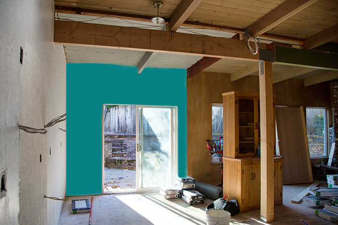 Turquoise feature wall