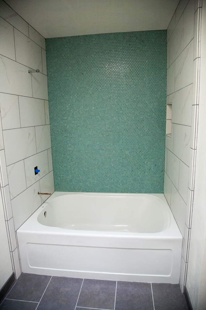 The tile is grouted and done.