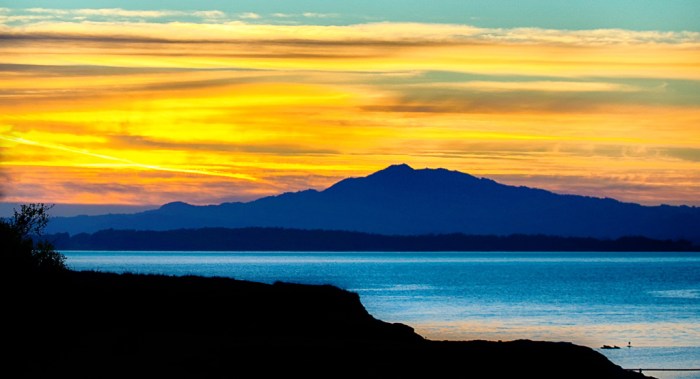San Francisco Bay with Mt. Tamalpais and sunset