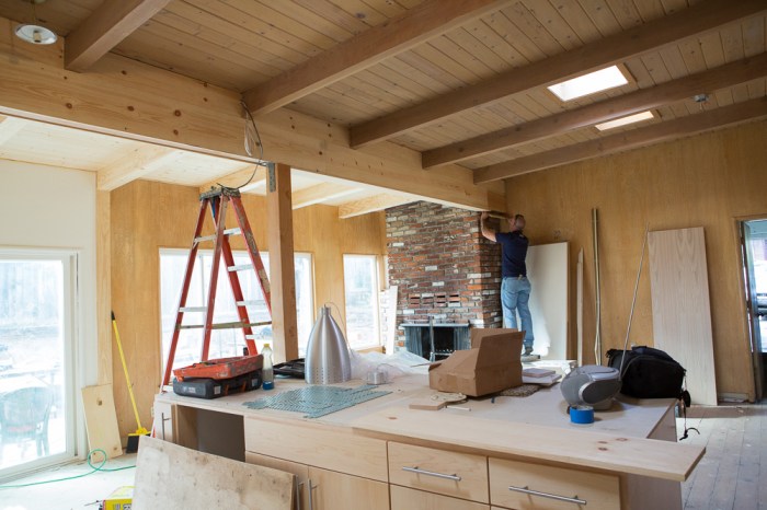 New facing on beam and on ceiling in additions