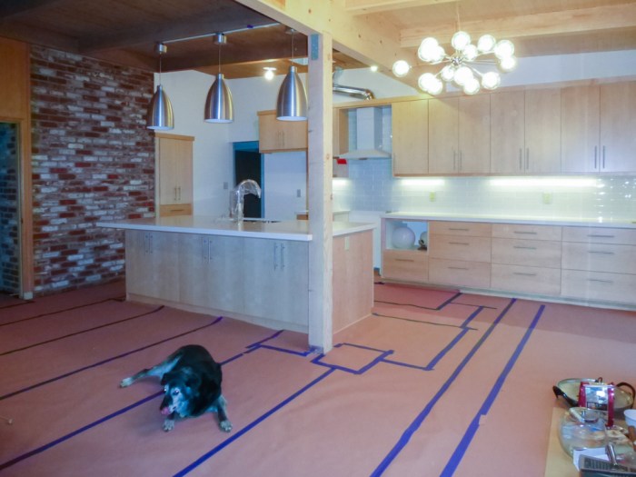 Kitchen/Family Room with floor protection