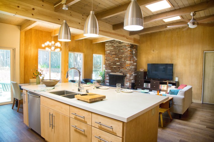 Overhead hanging cabinets were removed
